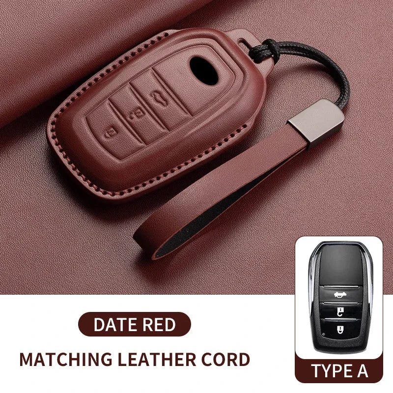 Leather Smart Key Case Cover for Toyota Prius, Camry, Corolla, Avalon, C-HR, RAV4