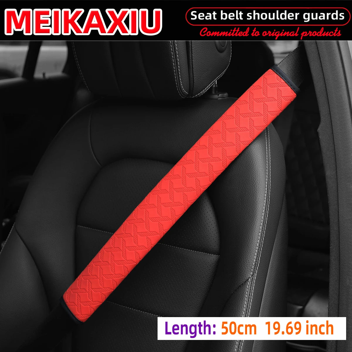 PU Leather XX Pattern Seat Belt Shoulder Pad Cover 50cm Safety Belt Protector