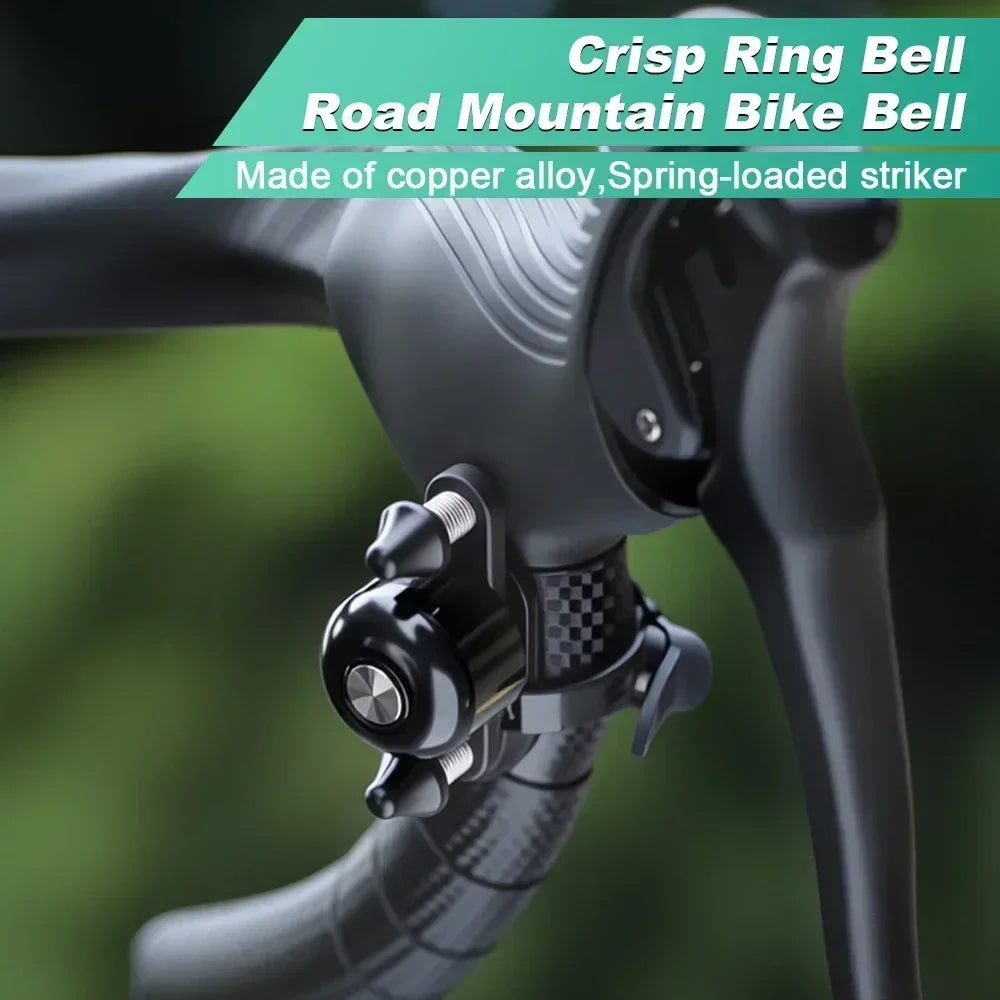Mini Bike Bell Copper Alloy 100dB Road Bicycle Handlebar Dual Hammer Bell