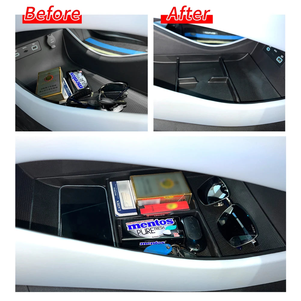 Center Console Lower Storage Box for BYD Seal EV TPE Armrest Organizer Tray