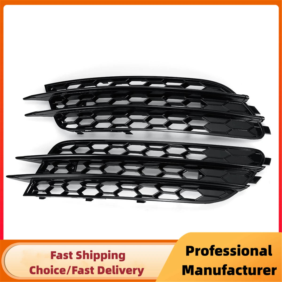 Gloss Black Honeycomb Fog Light Grille for Audi A6 C7 Sedan 2012–2015