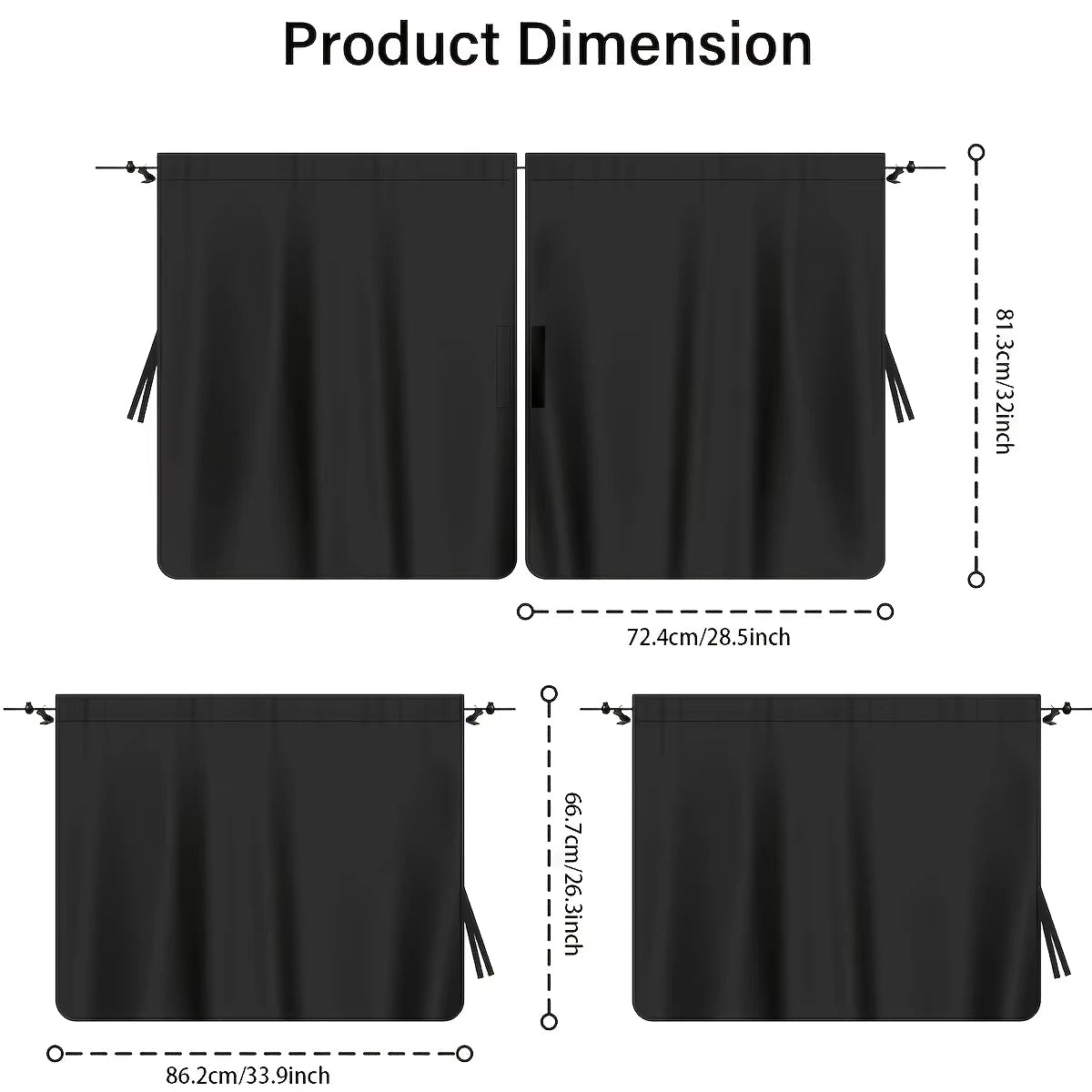 4Pcs Car Privacy Curtains Window Shades Travel Camping Detachable Set