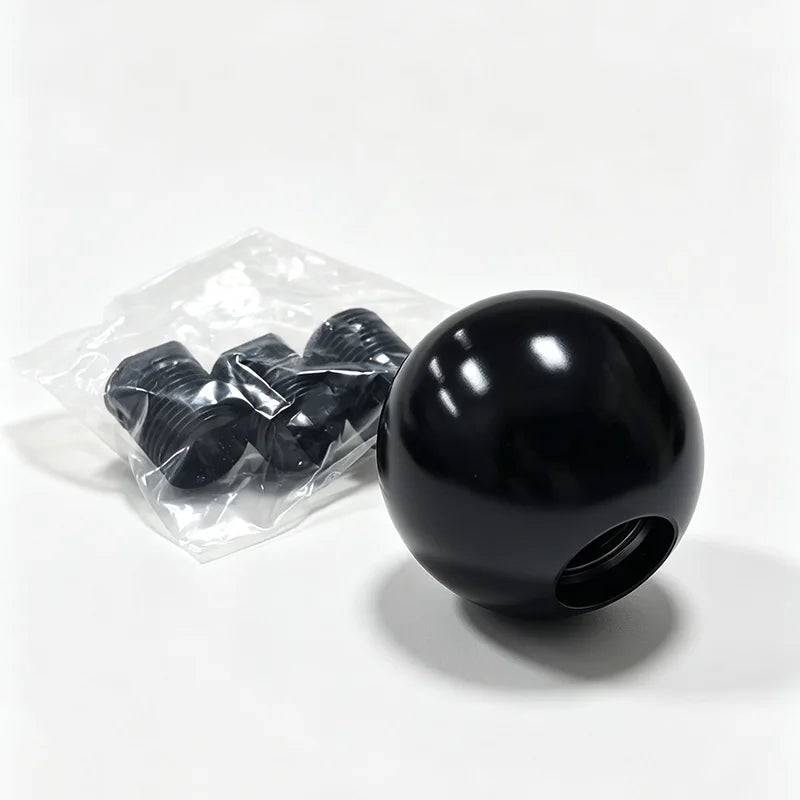Aluminum Alloy Gear Shift Knob Ribbed Spherical Manual Shifter 3 Adapters