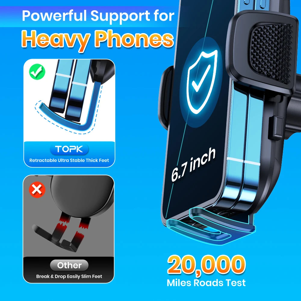 TOPK Universal Car Phone Holder 360° Air Vent Dashboard Suction Cup Mount