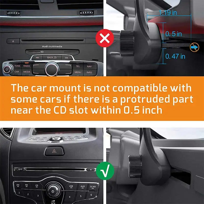 Universal Car CD Slot Phone Mount 17mm Ball Holder Stand Cradle Mobile Holder