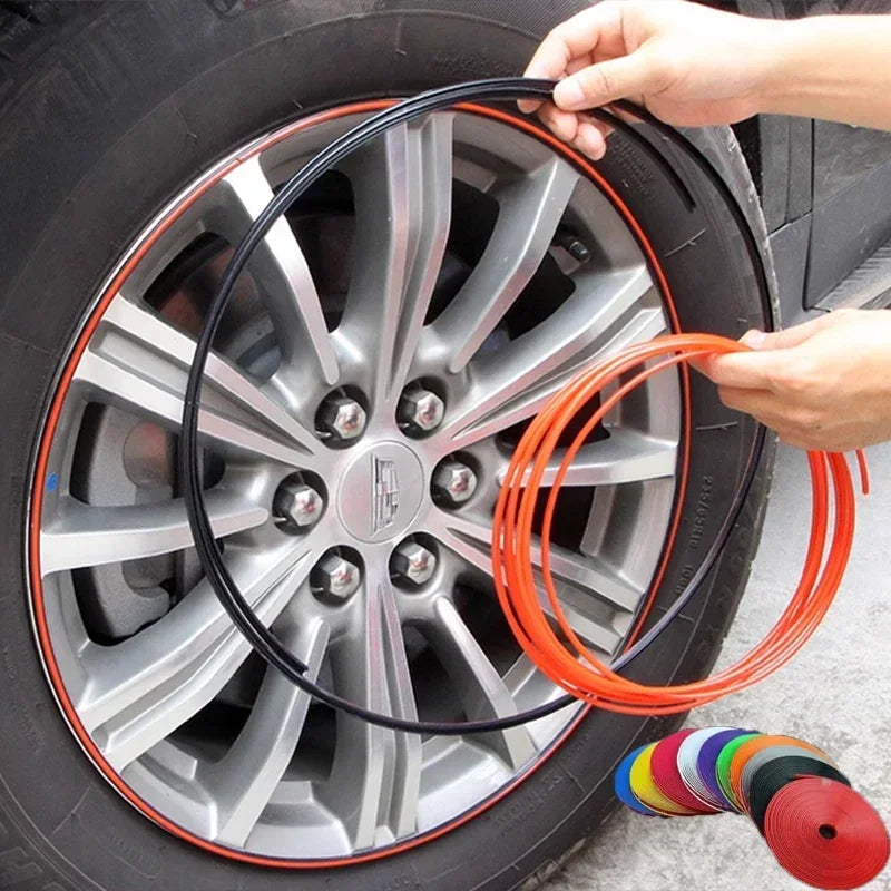 Car Wheel Rubber Protective Strip Rim Guard Trim Green Purple Black White Yellow Blue