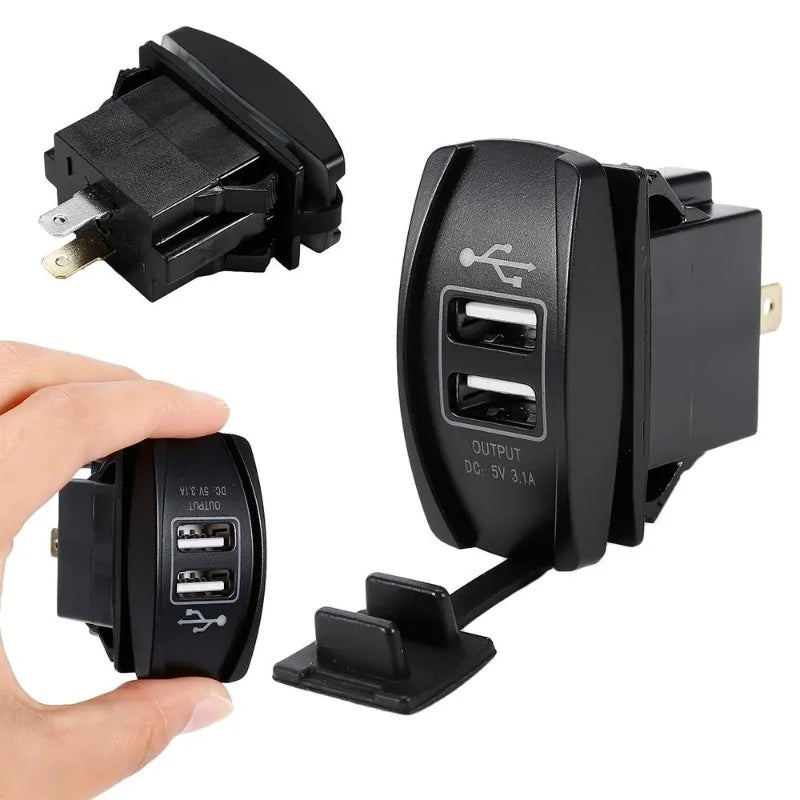 Universal Dual USB 12V Car Charger 2-Port 3.1A/4.2A Waterproof USB Power Adapter