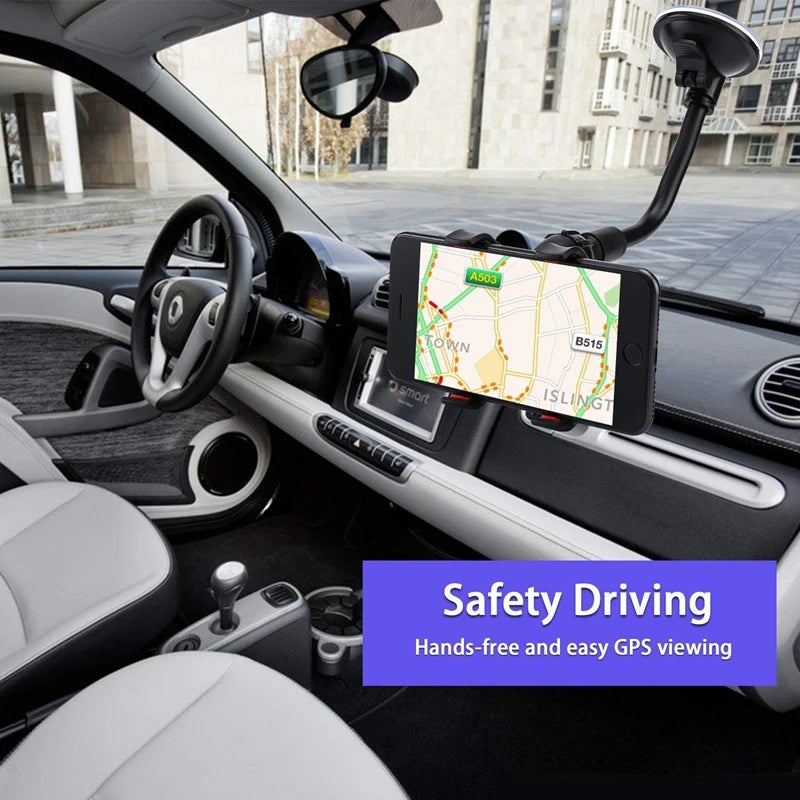 360° Rotating Car Phone Holder Suction Cup Flexible Mount iPhone Samsung