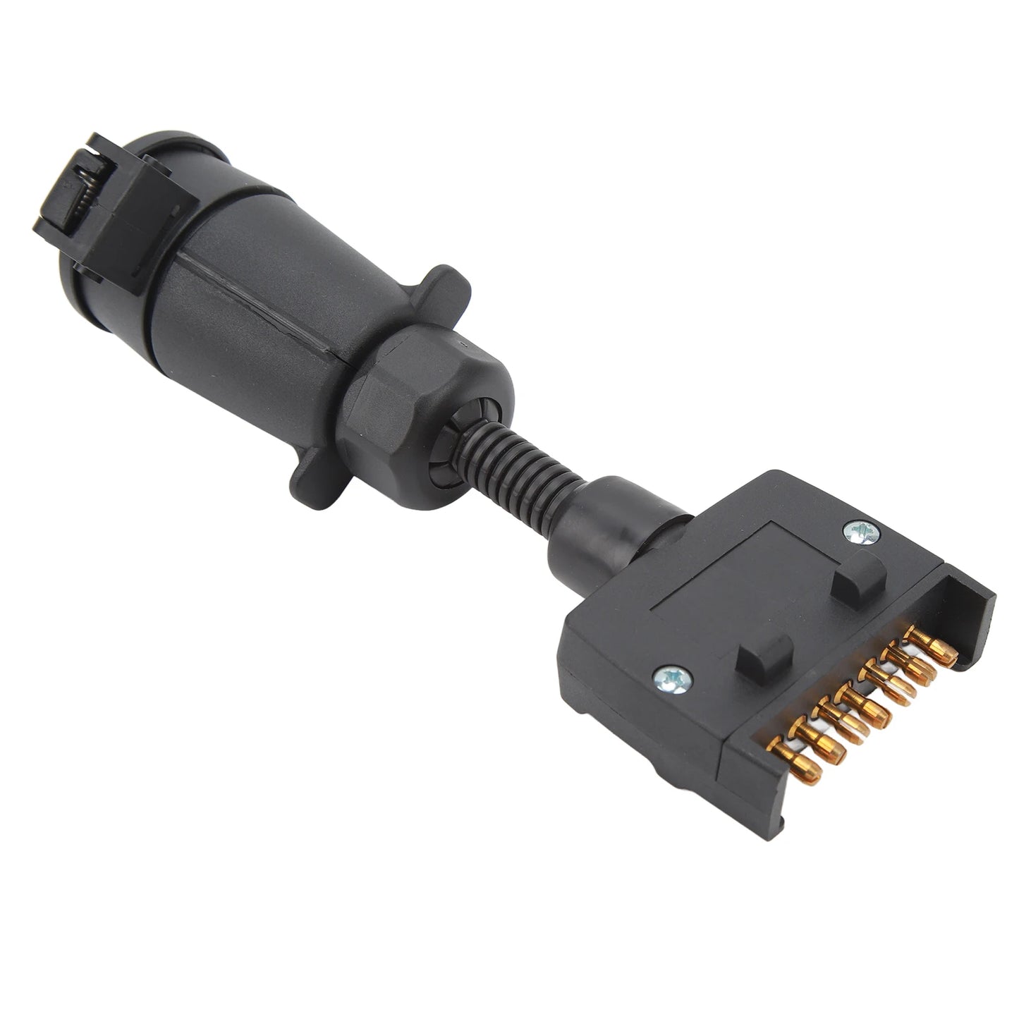 7-Pin Round Female to 7-Way Flat Male Trailer Adapter Plug for Caravan, Boat