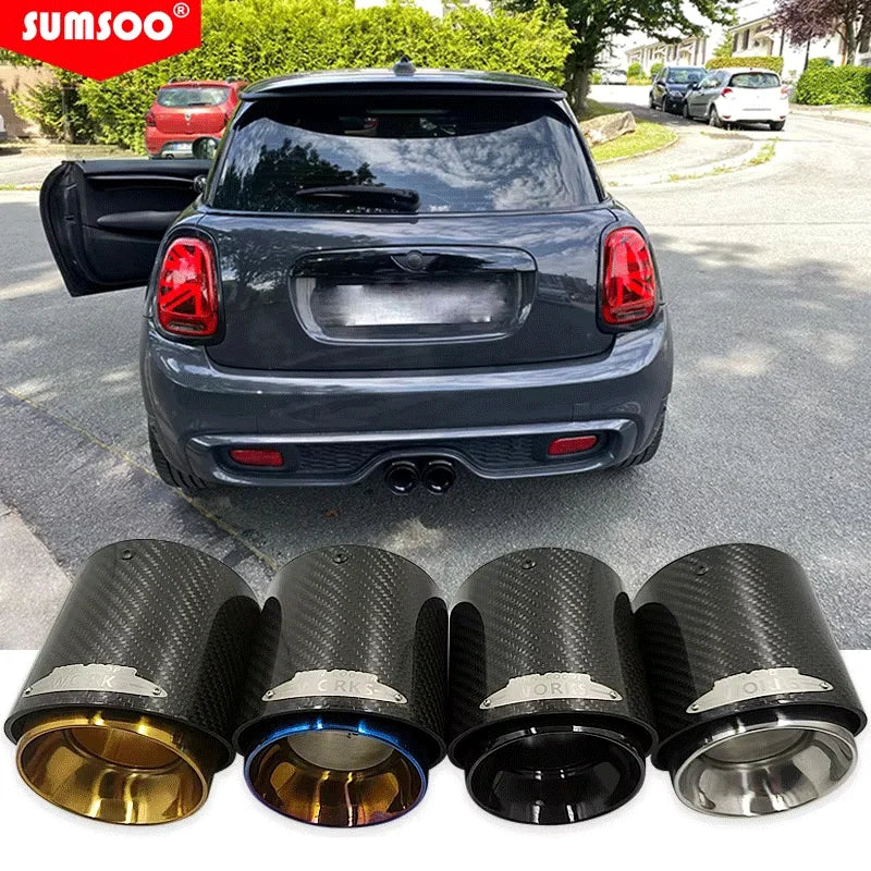 1Pcs Carbon Fiber Exhaust Tip for BMW MINI Cooper S Black Gold Blue Silver