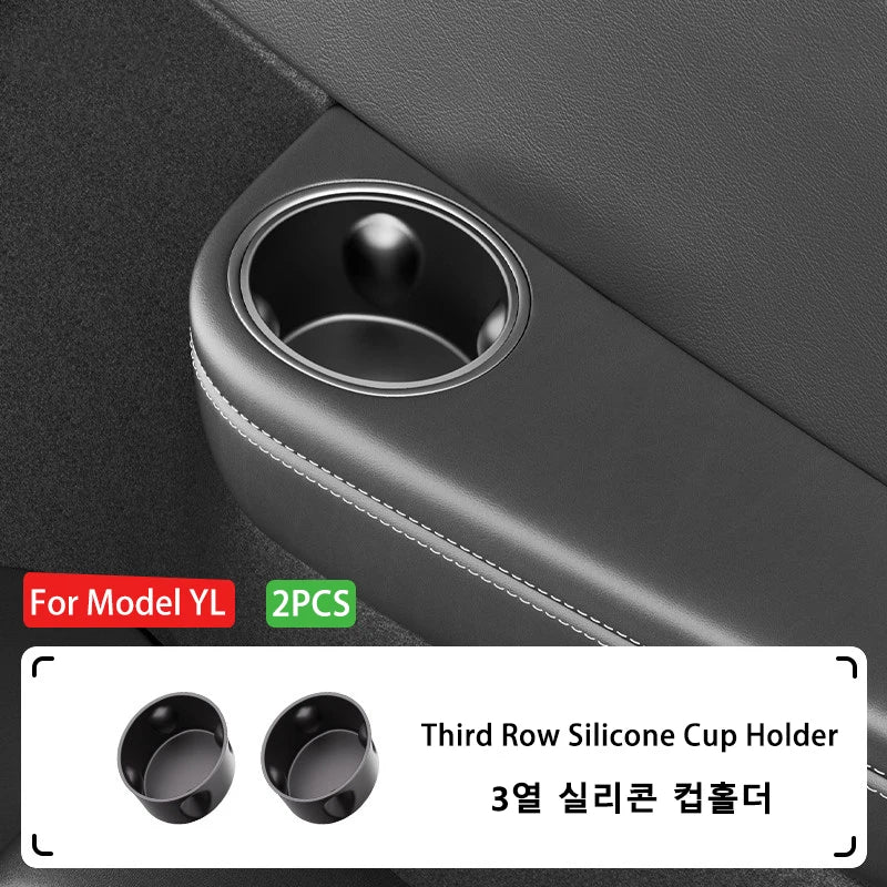 Silicone 3rd Row Cup Holder Insert for Tesla Model YL 2026+ Center Console