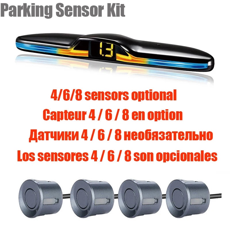Car Parking Sensor Kit 4/6/8 Radar Sensors LED Display Reverse Backup System