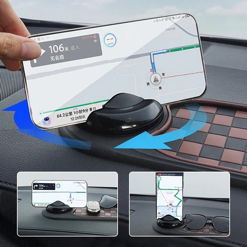 2-in-1 Car Dashboard Non-Slip Mat Phone Holder 360° Rotating Mount