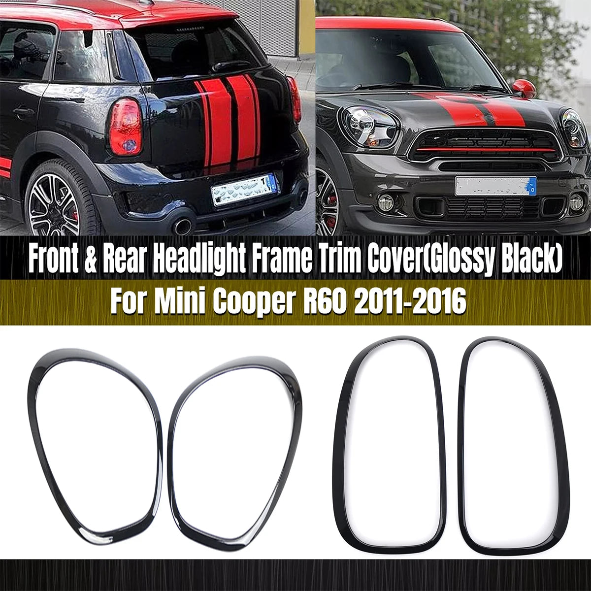Headlight & Taillight Bezel Trim Cover Set for MINI Cooper Countryman 2011–2016