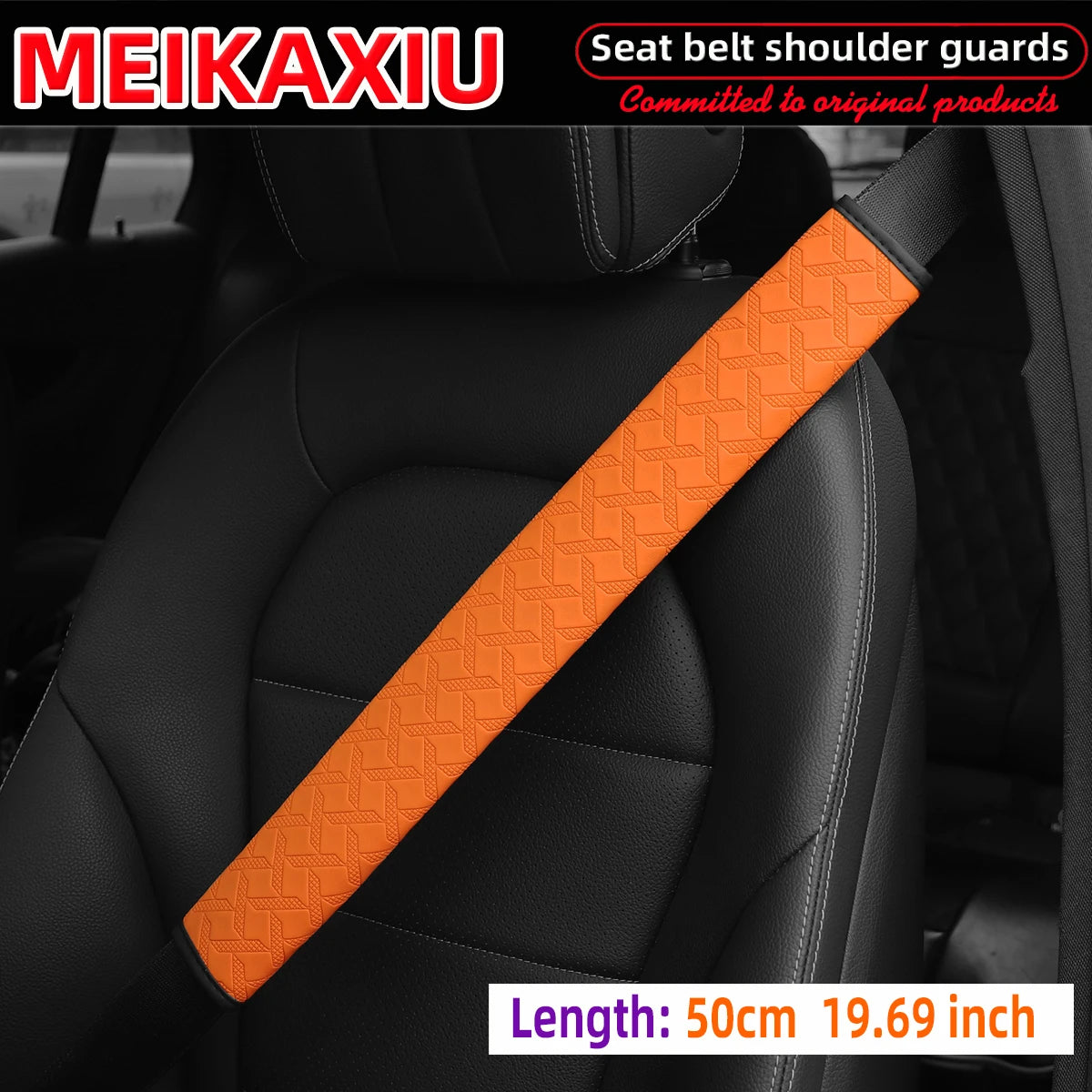 PU Leather XX Pattern Seat Belt Shoulder Pad Cover 50cm Safety Belt Protector