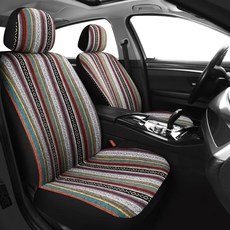 Universal Baja Saddle Blanket Car Seat Covers Multi-Color Woven Seat Protector Set