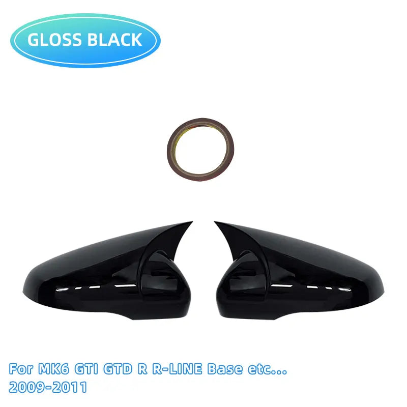Gloss Black Side Mirror Cover Caps for VW Golf MK6 MK7 MK7.5 GTI R 2009–2020