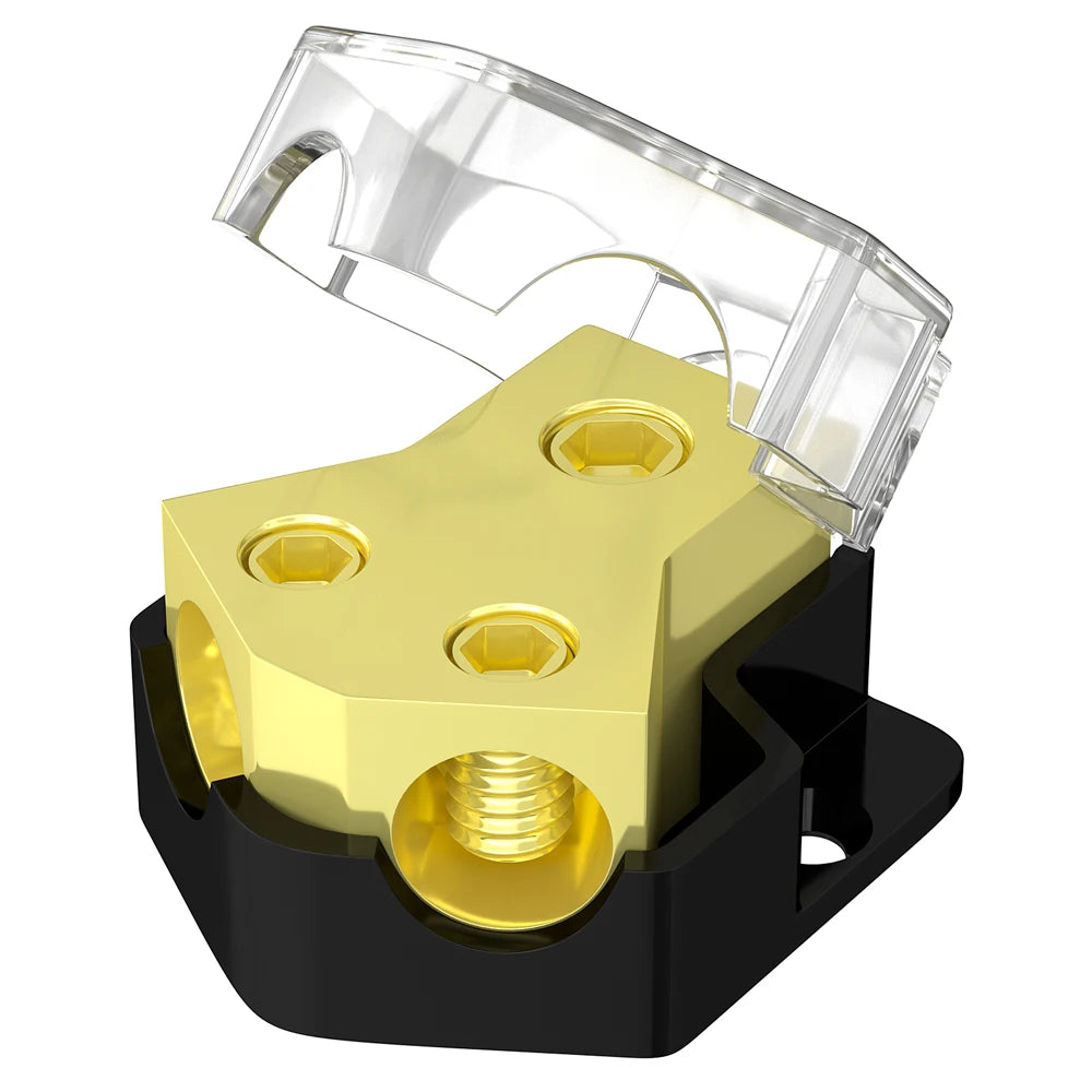 2 Way Power Distribution Block 0/2/4 AWG In 4/8/10 AWG Out Car Audio Amp
