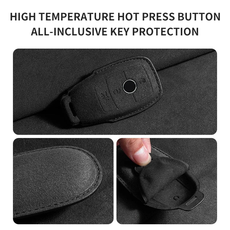 Suede Leather Smart Key Case Cover for Mercedes-Benz E-Class, C-Class 2018–2020
