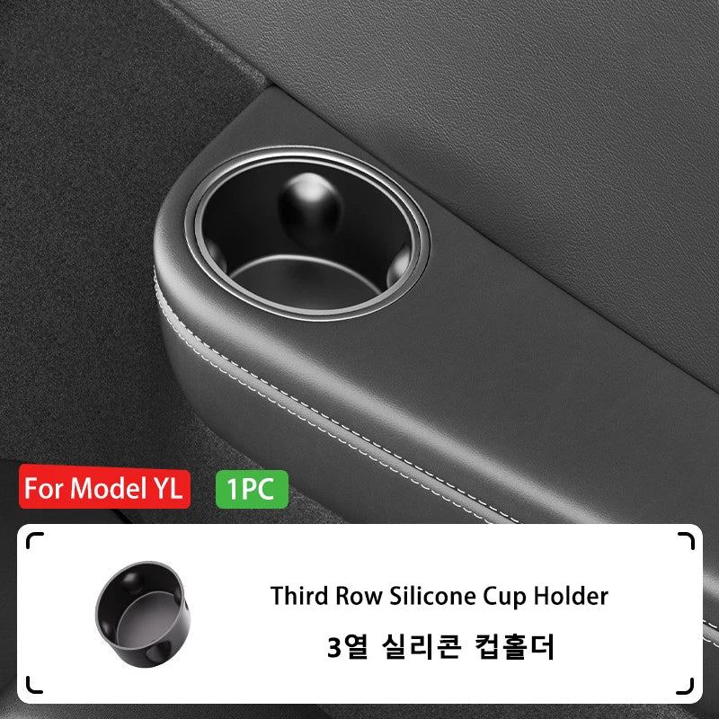 Silicone 3rd Row Cup Holder Insert for Tesla Model YL 2026+ Center Console