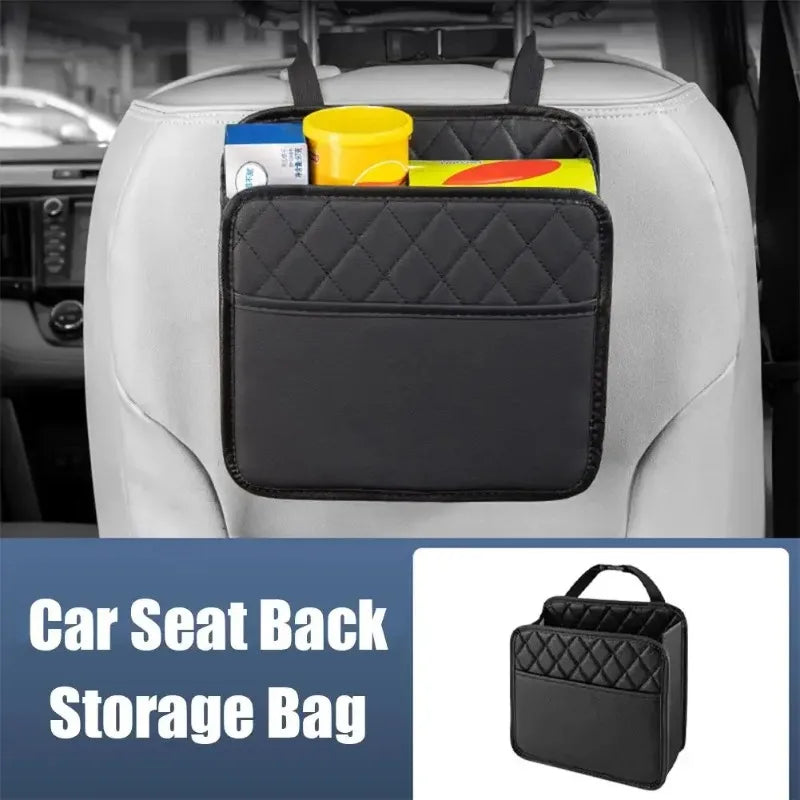 Car Seat Back Storage Bag Folding Leather Organizer Multi-Function Storage Box