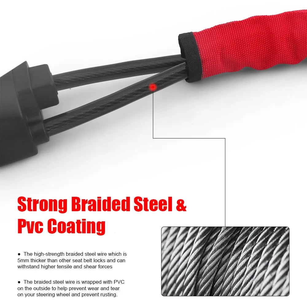 Universal Steering Wheel Lock Anti-Theft Device Steel Cable for Car SUV Truck RV