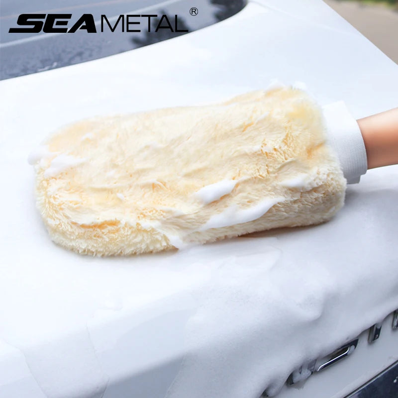 SEAMETAL Car Wash Glove Double Sided Plush Microfiber Soft Cleaning Mitt