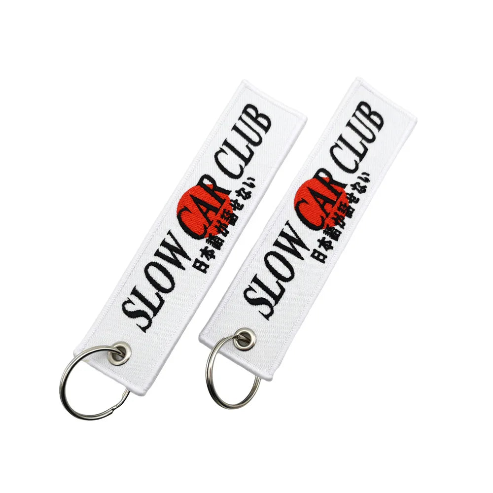 JDM Culture Embroidered Keychain Tag Pendant Car Motorcycle Key Ring Holder