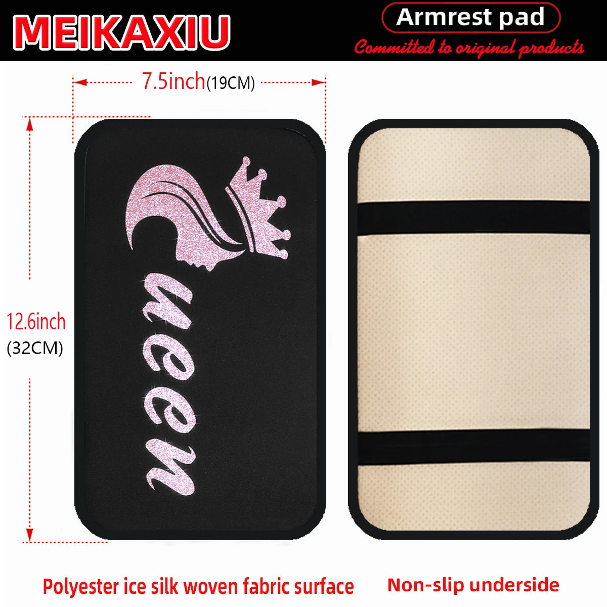Queen Bling Car Armrest Cushion Rhinestone Center Console Cover for Women