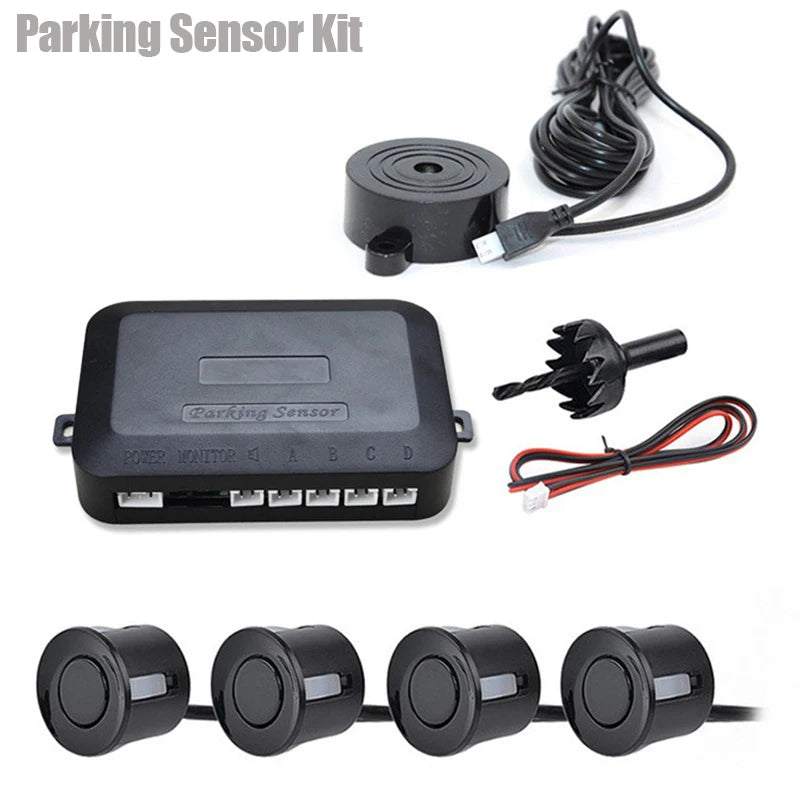 Risingon 12V Car Parking Sensor Kit 4 Sensors 22mm Reverse Backup Radar Buzzer