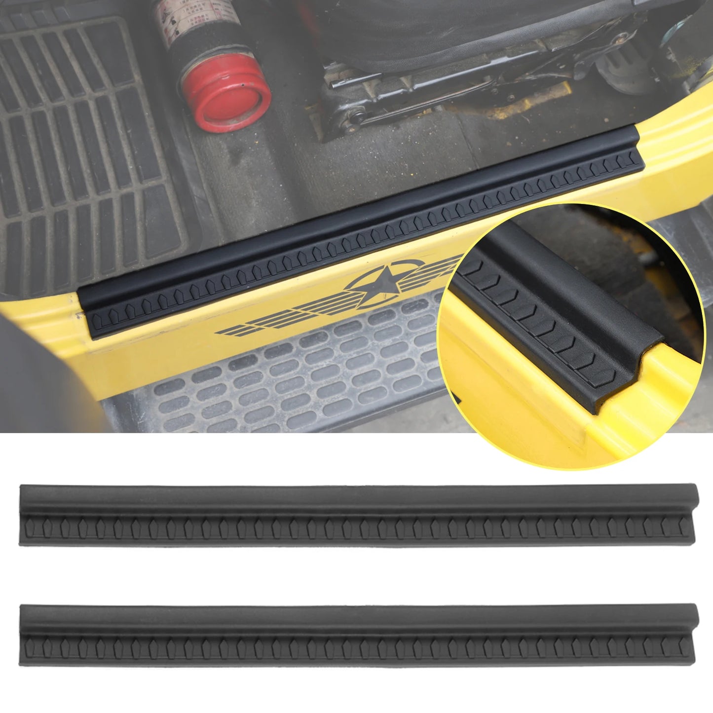 Rubber Door Sill Scuff Plate Protector Set for Jeep Wrangler TJ 1997–2006