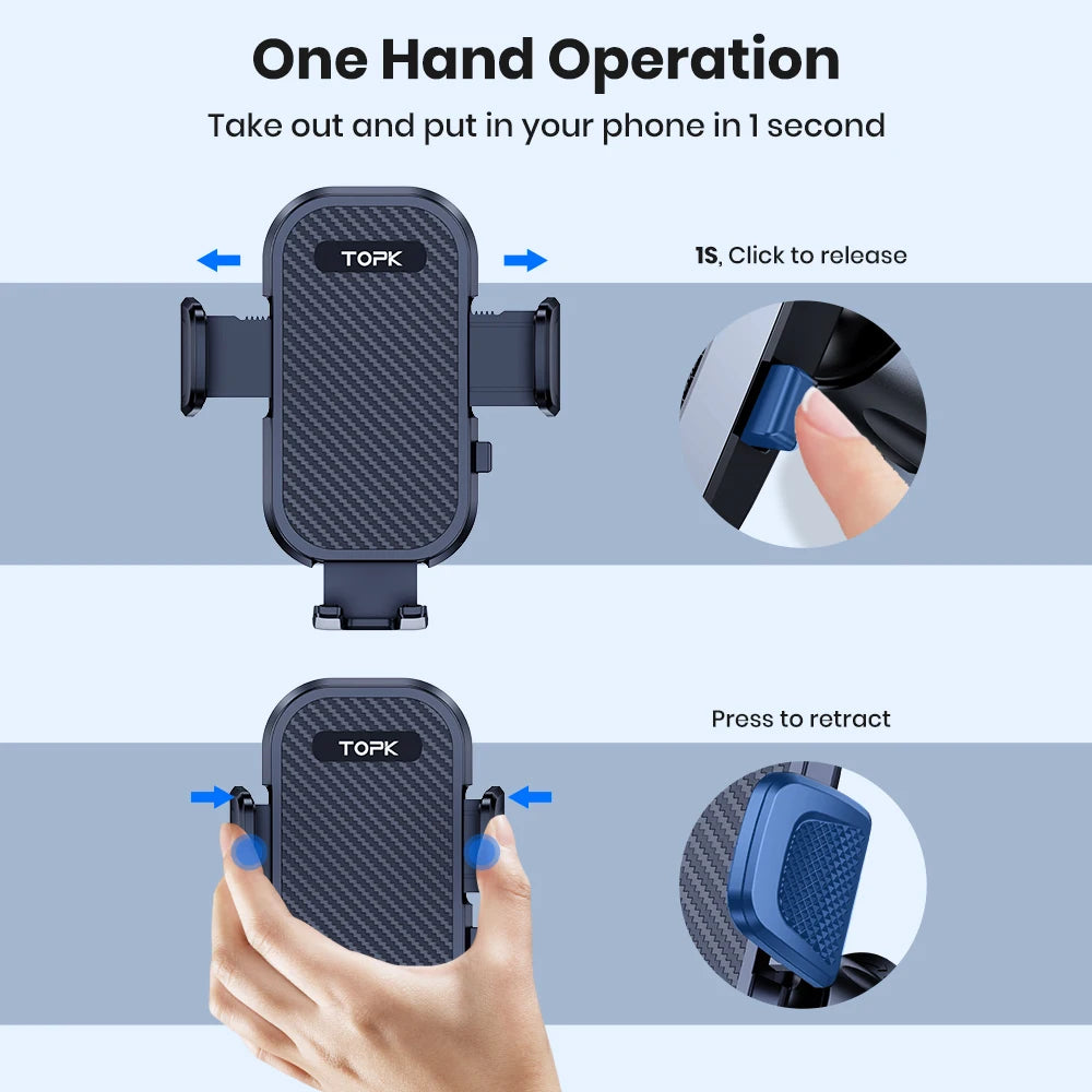 TOPK D42-G Car Phone Holder Metal Hook Air Vent Mount Universal All Phones
