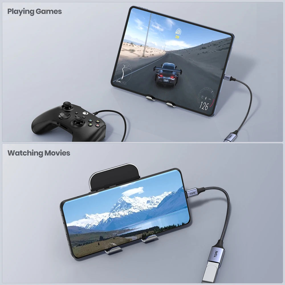 TOPK USB C to USB A OTG Adapter Cable Type C Male USB 3.0 2.0 Female