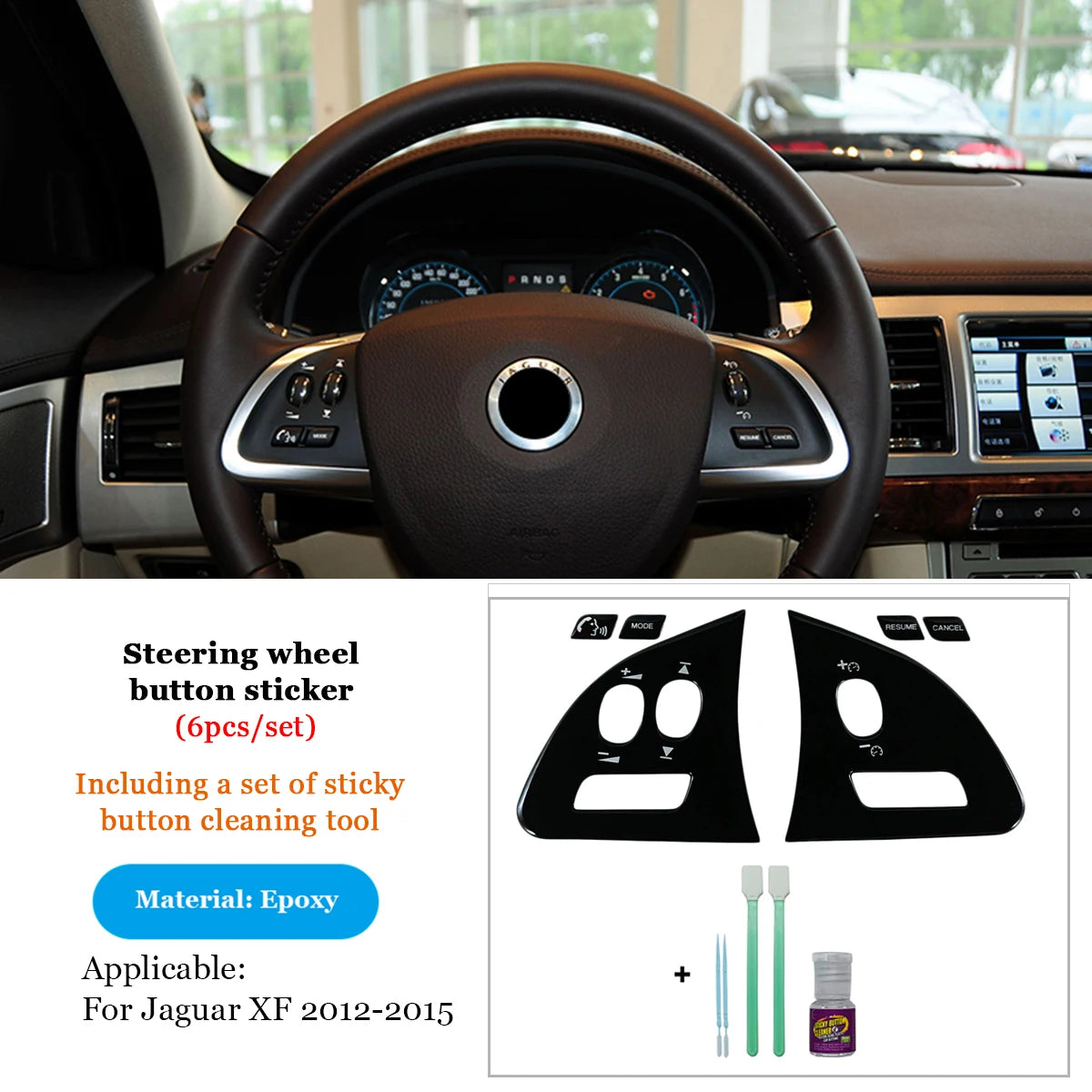 Steering Wheel Button Repair Stickers for Jaguar XF 2014–2015