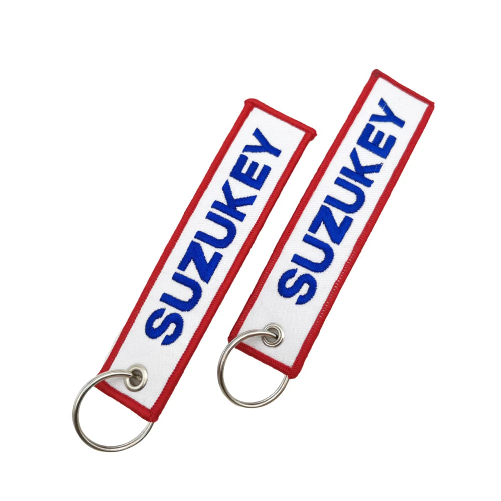 JDM Suzuki Style Embroidered Keychain Double Sided Car Motorcycle Key Ring