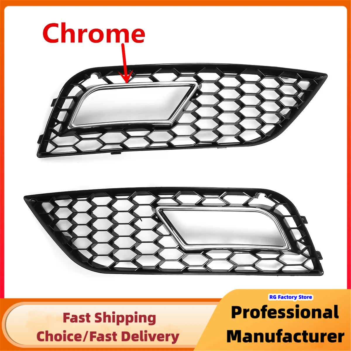 RS4 Style Honeycomb Front Fog Light Grille for Audi A4 B8.5 2013–2016