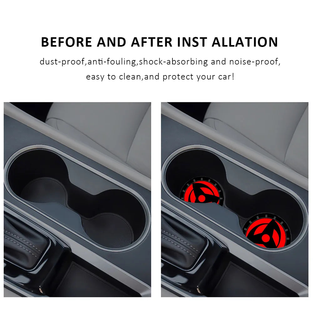 2PCS 6.6CM Anime Car Cup Holder Coasters Anti-Slip Mats Interior Accessories