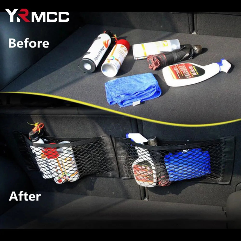 Universal Car Trunk Storage Bag Organizer Mesh Net Seat Back Pocket Elastic