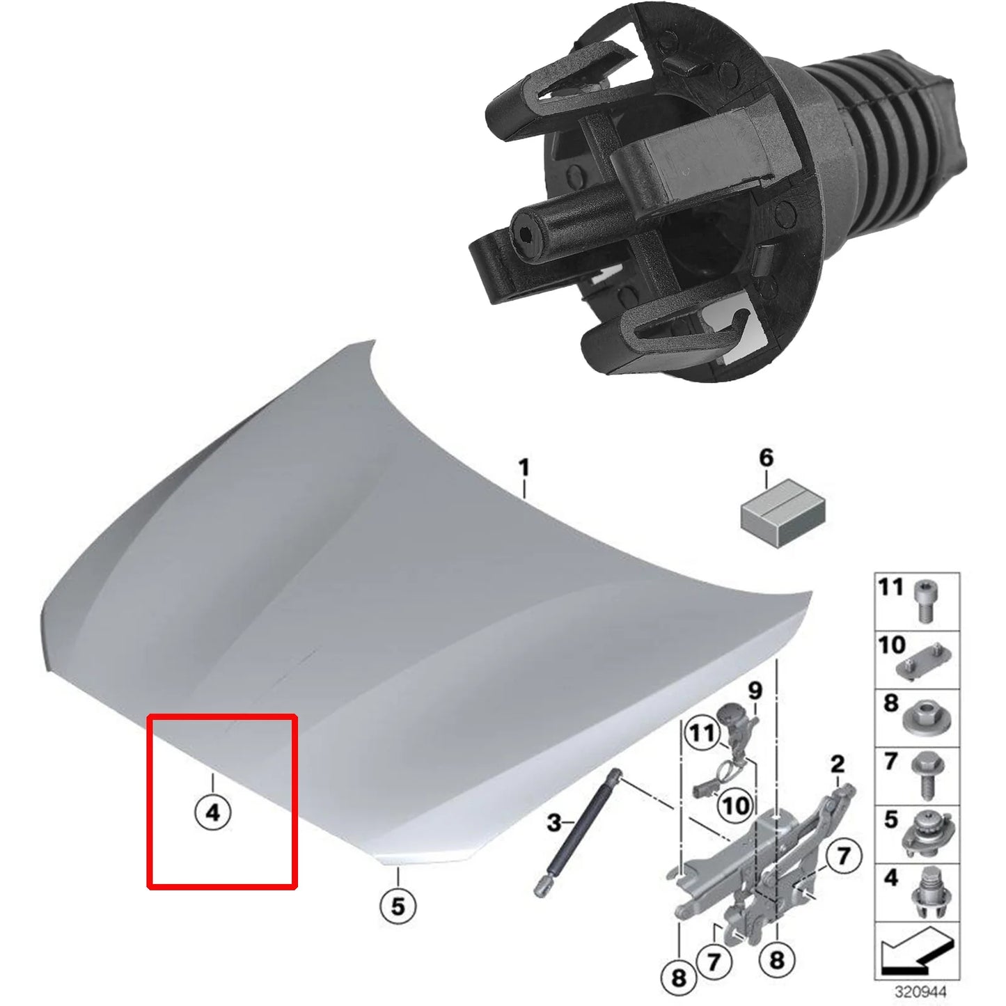Bonnet Hood Slam Stop Adjuster Bolt Buffer Block for BMW 3 5 6 7 Series X3