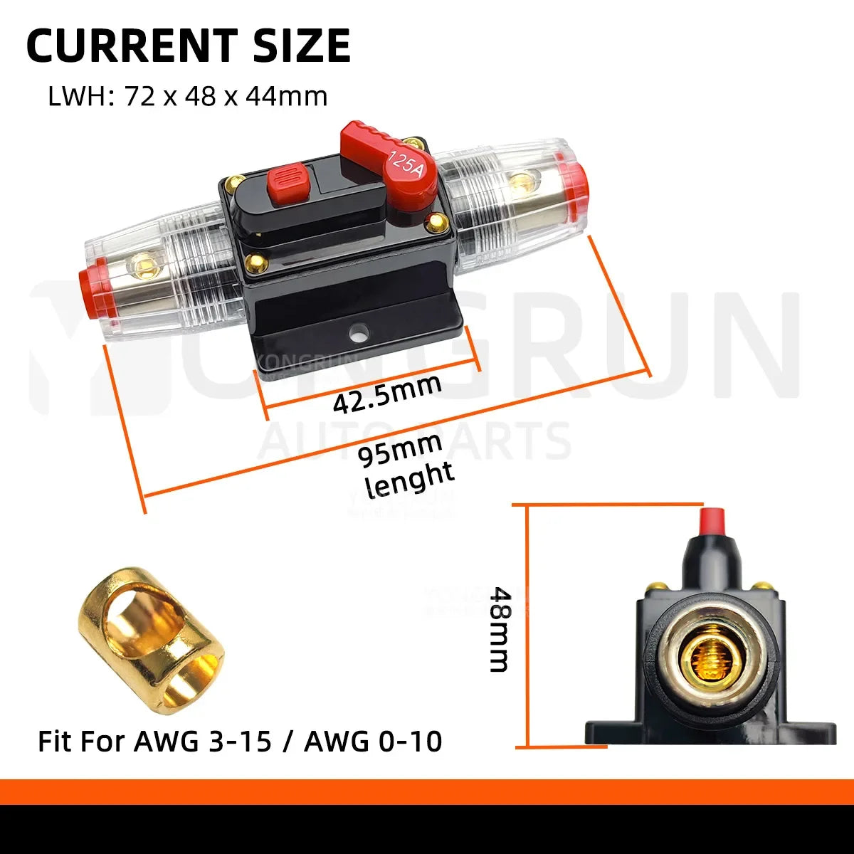 Circuit Breaker 20A–300A Manual Reset for Car Audio System 12V- 48V DC 40A 60A