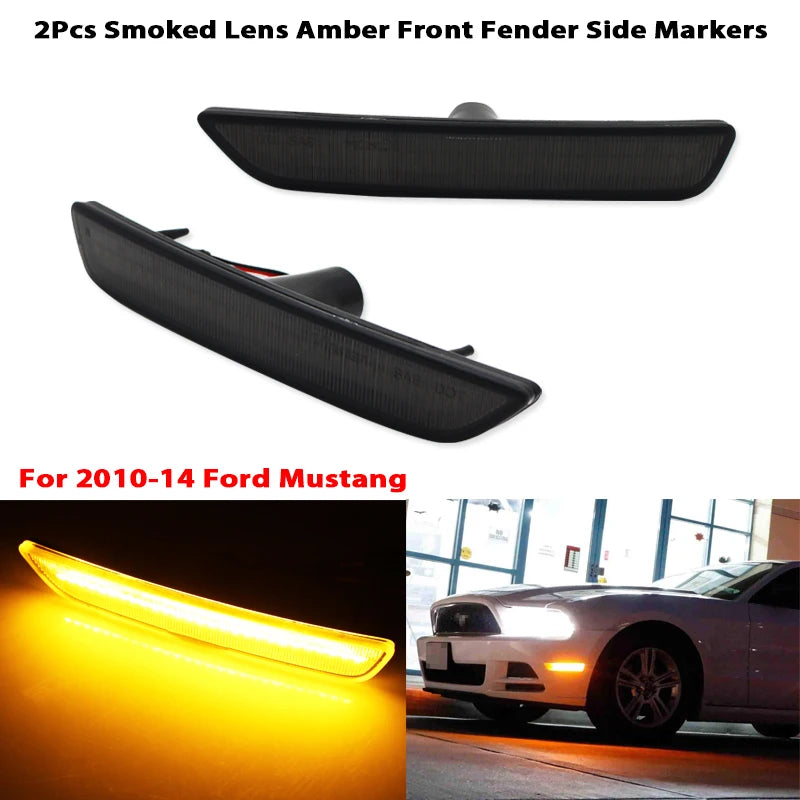 2PCS White Red Amber LED Front Rear Side Indicator for Ford Mustang 2010-2014