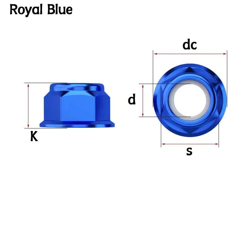 Aluminum Alloy Flange Nylon Lock Nuts M2-M8 Anodized RC FPV Drone Fasteners