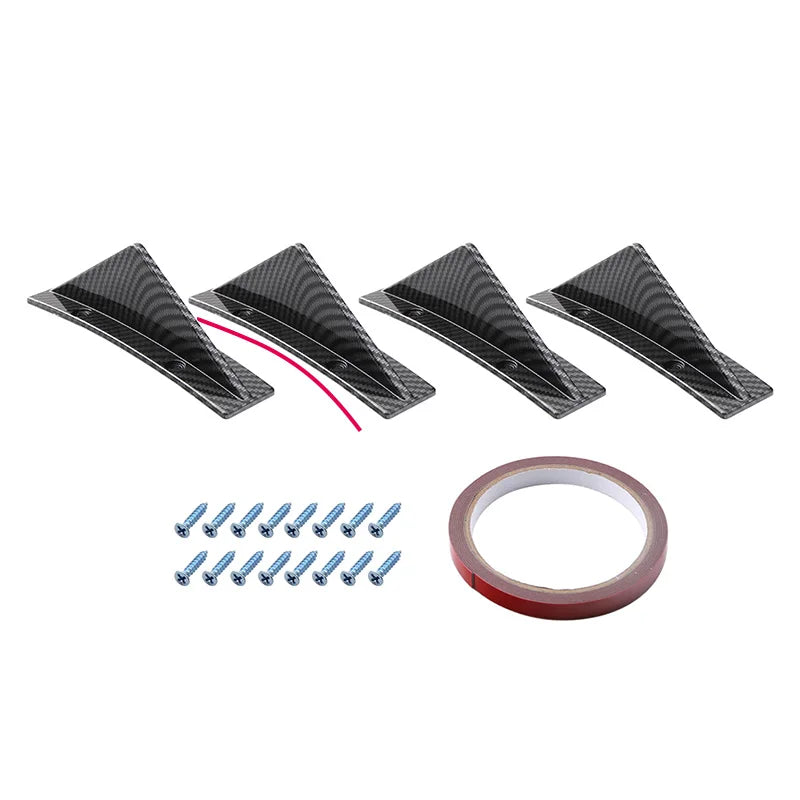 4PCS Universal Rear Bumper Lip Diffuser Shark Fins Flat & Arc Style Diffuser