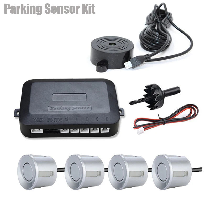 Risingon 12V Car Parking Sensor Kit 4 Sensors 22mm Reverse Backup Radar Buzzer