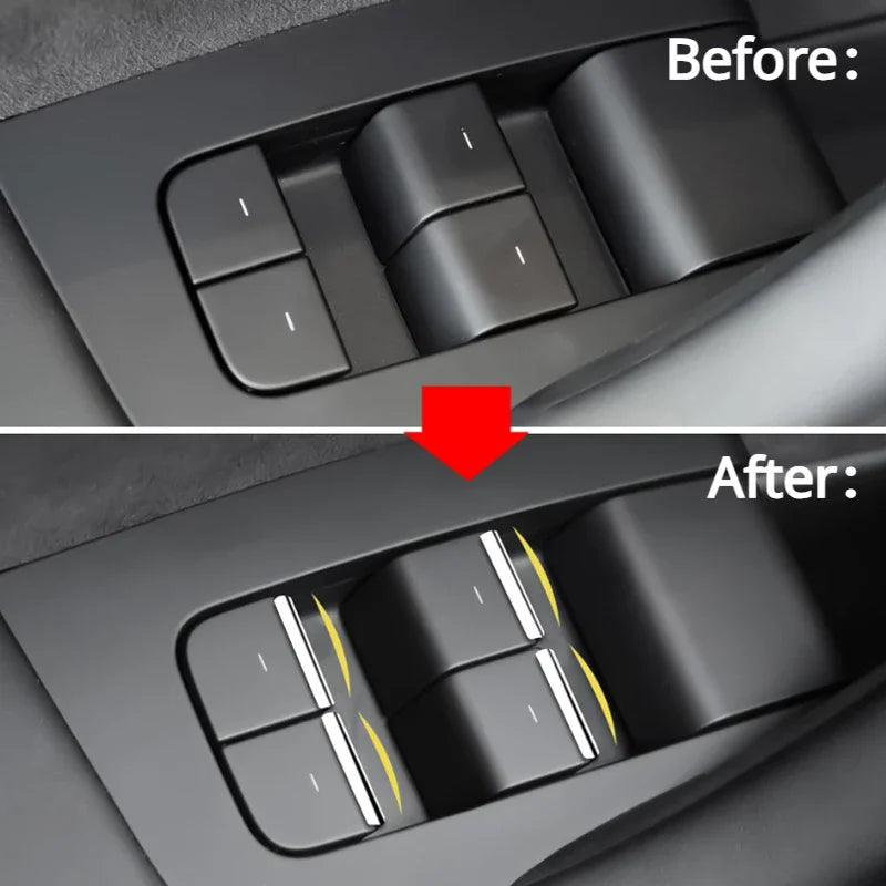 7Pcs Chrome Window Lift Button Covers for Tesla Model 3 Y Juniper ABS Trim
