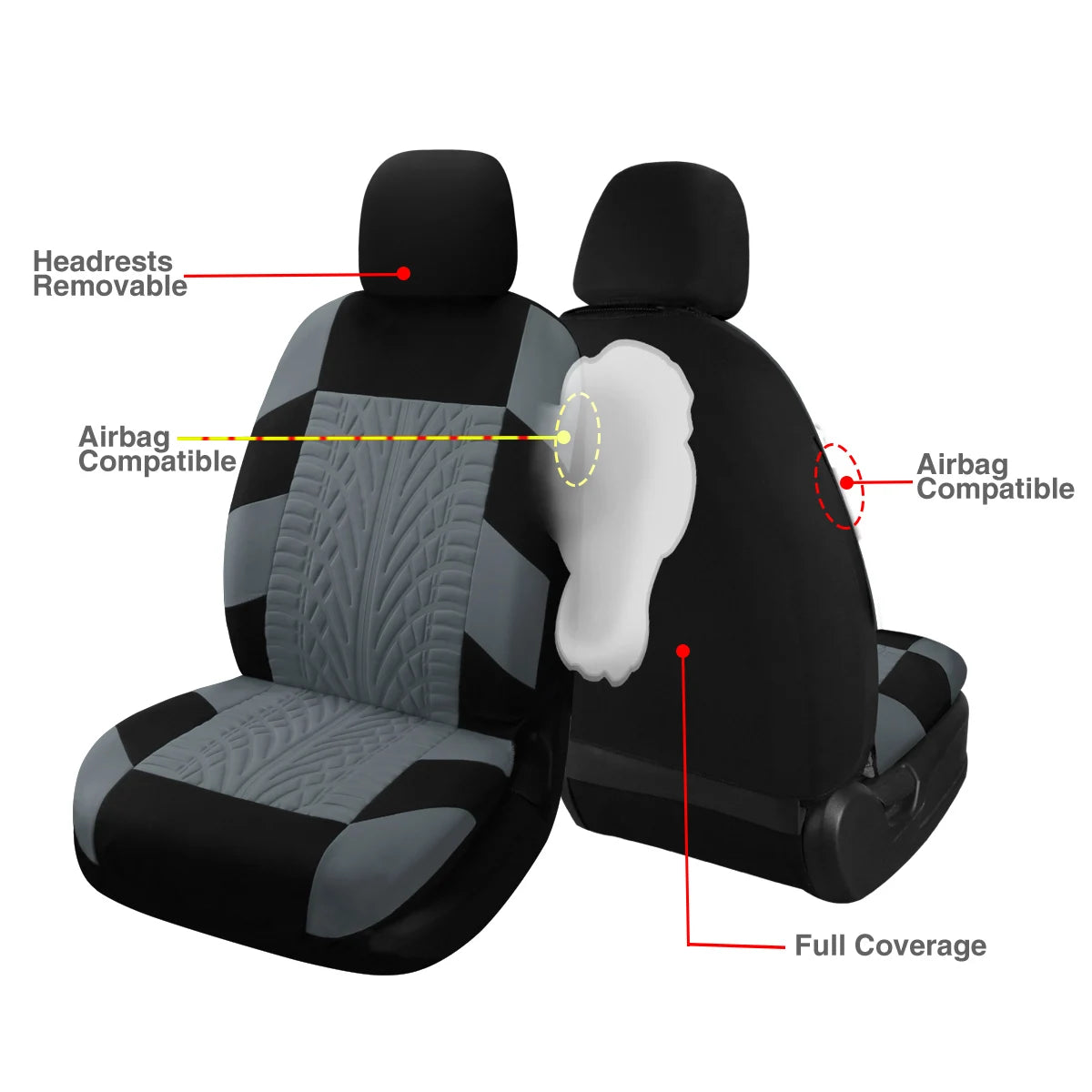 Universal Car Seat Cover Set Breathable Full Surround Seat Cushion Covers for 5-Seat