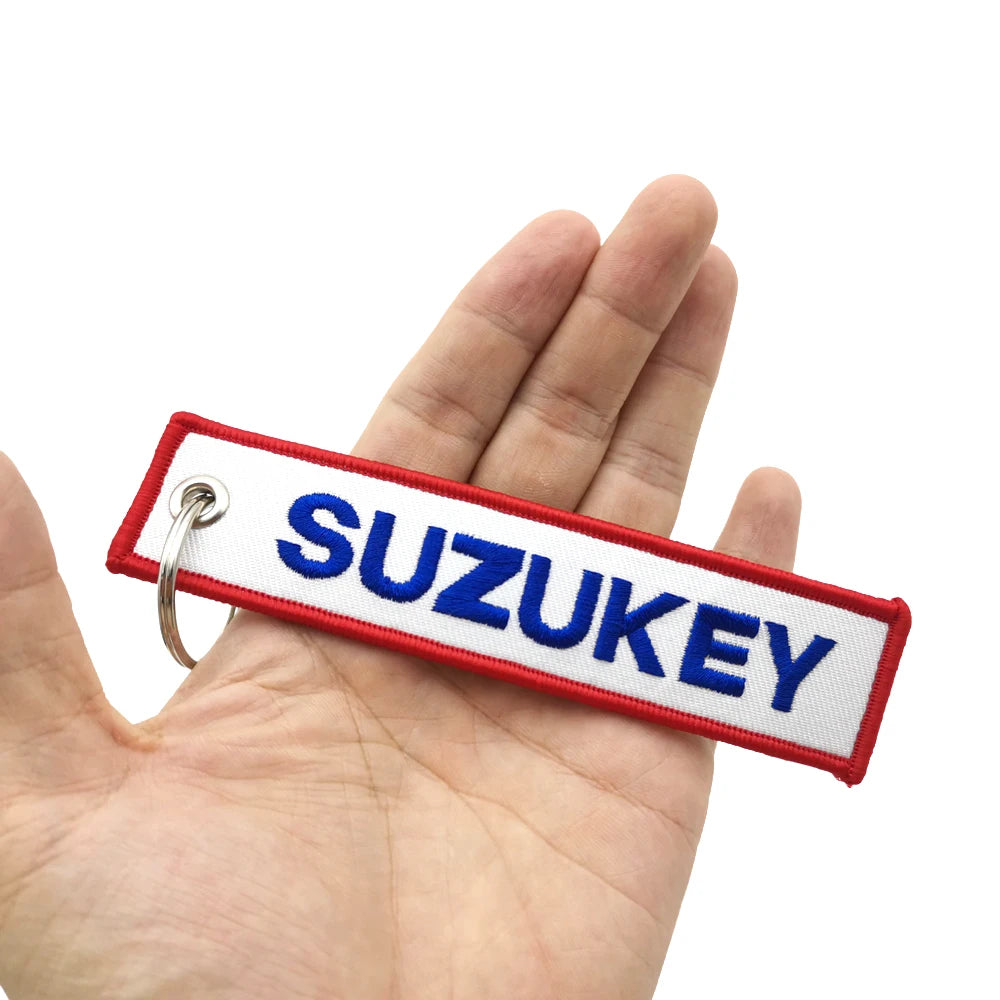 JDM Suzuki Style Embroidered Keychain Double Sided Car Motorcycle Key Ring