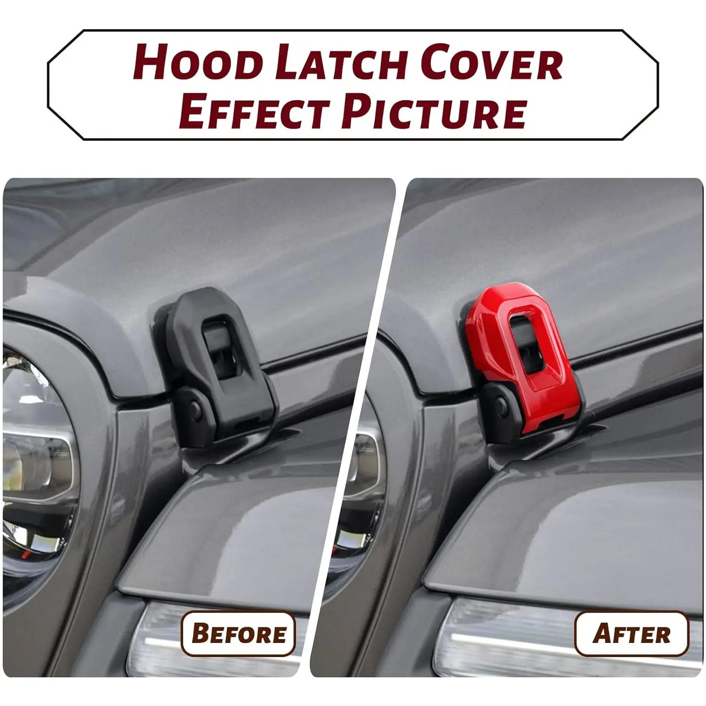 4PCS Hood Latch Lock & Hood Hinge Cover Set for Jeep Wrangler 2018–2024+