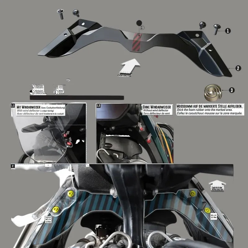 Cockpit Fairing Fork Shield Updraft Wind Deflector for BMW R1300GS 2023-2025