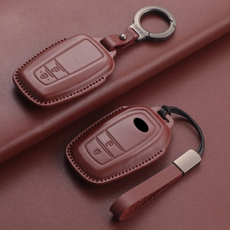 Leather Smart Key Case Cover for Toyota Prius, Camry, Corolla, Avalon, C-HR, RAV4